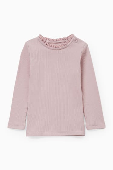 Baby: meisjes - Baby-outfit - 2-delig - grijs / roze