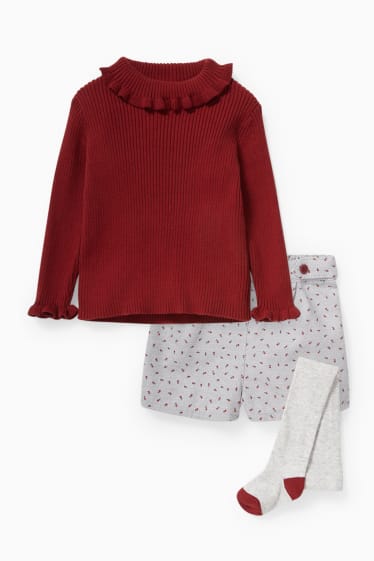 Babys - Baby-Outfit - 3 teilig - bordeaux-melange