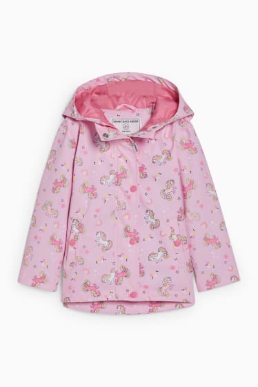 Enfants filles - Licorne - veste de pluie à capuche - rose