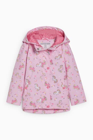 Niños - Unicornios - chaqueta impermeable con capucha - rosa