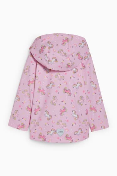 Niños - Unicornios - chaqueta impermeable con capucha - rosa