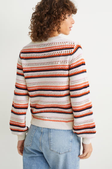 Women - Jumper - striped - light beige