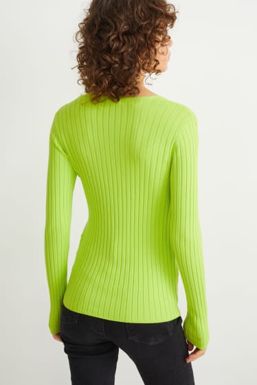 Kobiety - Sweter dzianinowy basic - jasnozielony