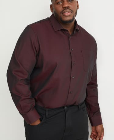 Uomo - Camicia business - regular fit - cutaway - facile da stirare - rosso scuro