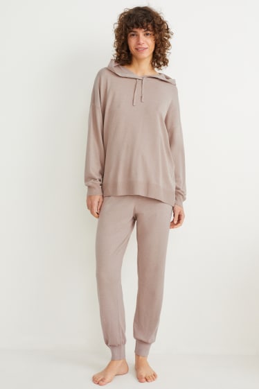 Damen - Kapuzenpullover - taupe