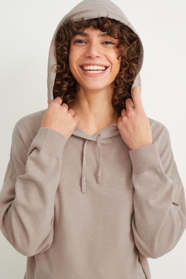 Femmes - Pullover à capuche - taupe