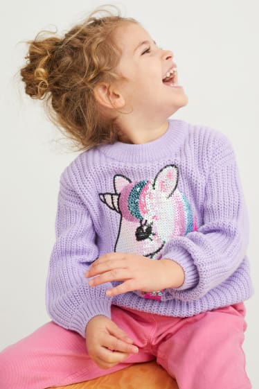 Copii - Unicorn - pulover - aspect lucios - violet deschis