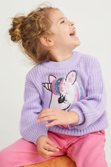 Children - Unicorn - jumper - shiny - light violet