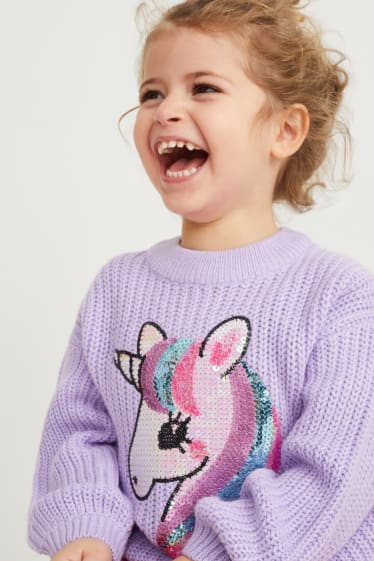 Children - Unicorn - jumper - shiny - light violet