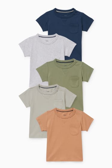 Baby Jungen - Multipack 5er - Baby-Kurzarmshirt - grau