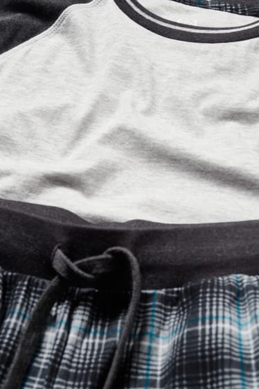 Herren - Pyjama - blau / schwarz