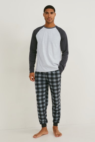 Herren - Pyjama - blau / schwarz