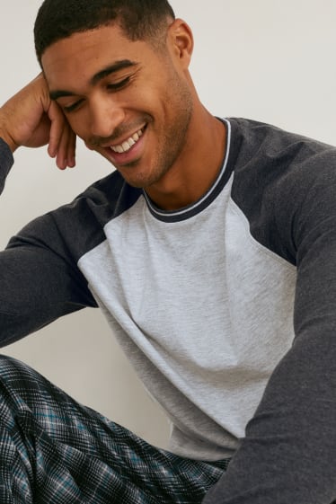 Herren - Pyjama - blau / schwarz
