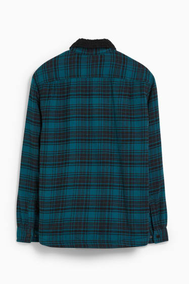 Men - Flannel shirt jacket - THERMOLITE® - check - turquoise / black