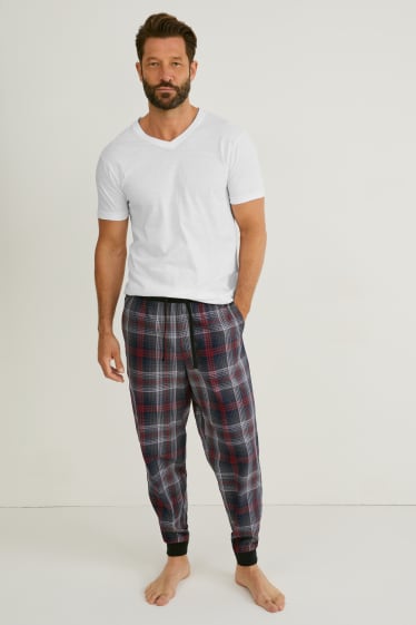Uomo - Pantaloni pigiama - a quadretti - rosso / nero