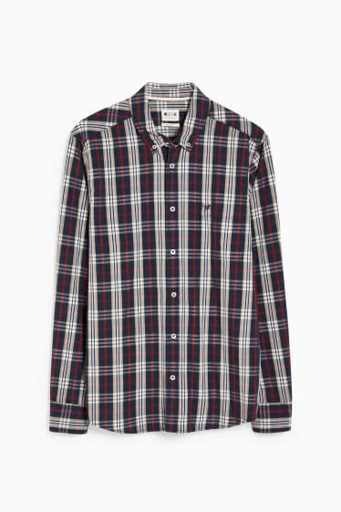 Pánské - MUSTANG - košile - regular fit - button-down - kostkovaná - červená/tmavomodrá