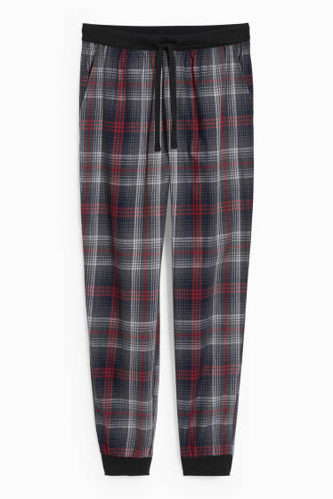 Uomo - Pantaloni pigiama - a quadretti - rosso / nero
