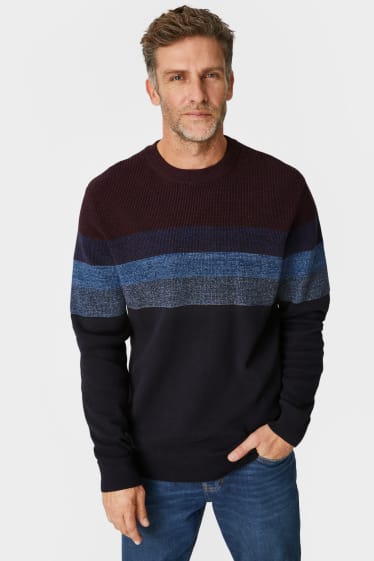 Herren - Pullover - blau-melange