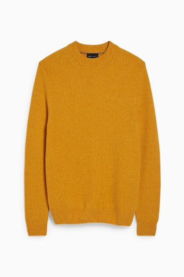 Mężczyźni - Sweter - miks wełniany - żółty