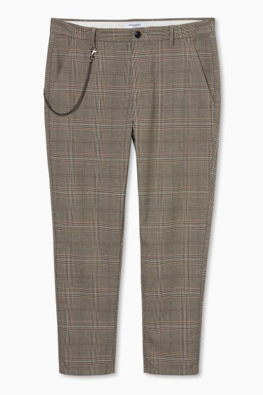 Mężczyźni - CLOCKHOUSE - spodnie chino - slim fit - w kratkę - beżowy / brązowy