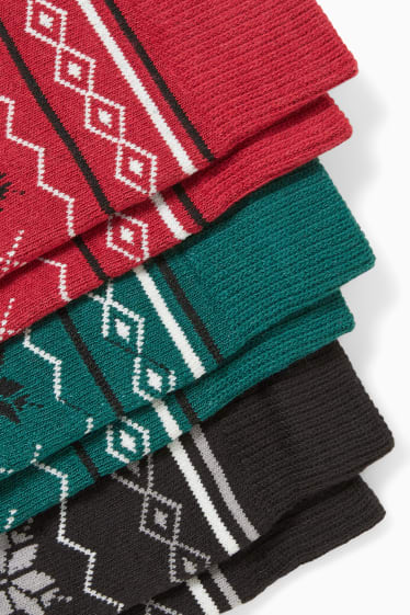 Hommes - Lot de 3 paires - chaussettes de Noël à motif - flocons de neige - coloré