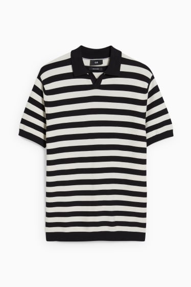 Heren - Poloshirt - gestreept - zwart / wit