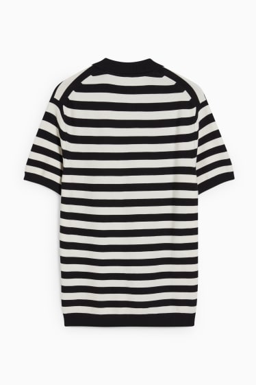 Men - Polo shirt - striped - black / white
