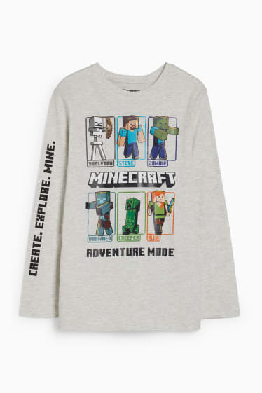 Kinder - Minecraft - Langarmshirt - hellgrau-melange