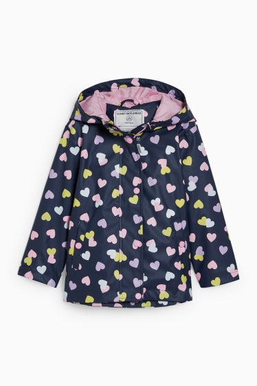 Kinder Mädchen - Regenjacke mit Kapuze - gemustert - dunkelblau