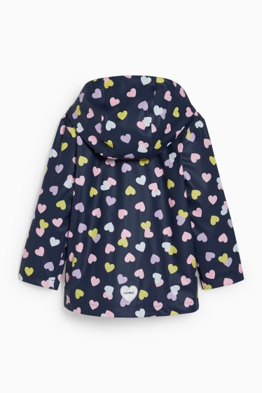 Kinder Mädchen - Regenjacke mit Kapuze - gemustert - dunkelblau