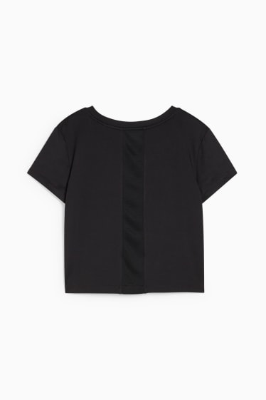 Dames - Kort sportshirt - fitness - 4 Way Stretch - zwart