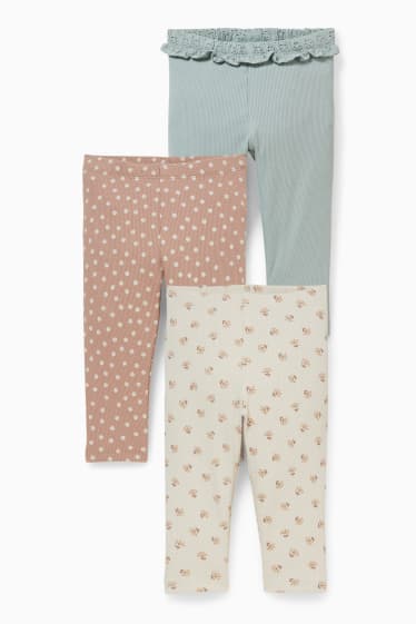 Bébés - Lot de 3 - leggings pour bébé - beige