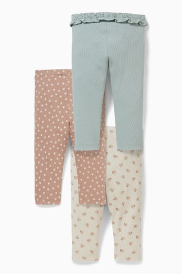 Bébés - Lot de 3 - leggings pour bébé - beige