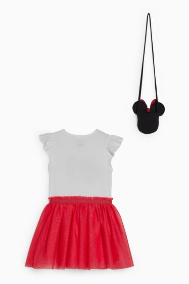 Kinderen: meisjes - Minnie Mouse - set - jurk en tas - 2-delig - fuchsiarood
