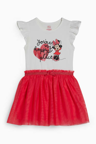 Kinderen: meisjes - Minnie Mouse - set - jurk en tas - 2-delig - fuchsiarood