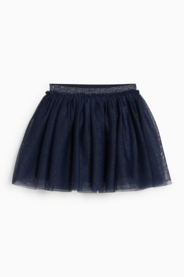 Enfants filles - Minnie Mouse - ensemble - haut à manches courtes, jupe et chouchou - bleu foncé / blanc