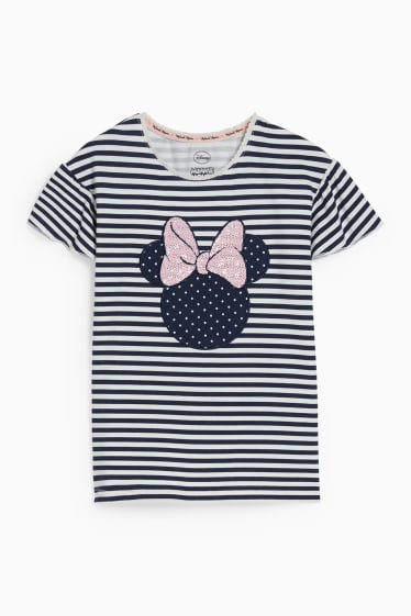 Dzieci - Myszka Minnie - komplet - koszulka z krótkim rękawem, spódnica i gumka do włosów - ciemnoniebieski / biały