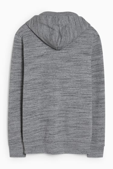 Hommes - Sweat zippé à capuche - gris chiné