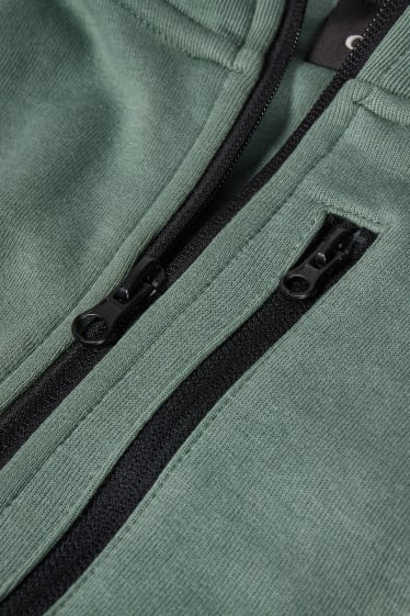 Uomo - Felpa con zip e cappuccio  - verde