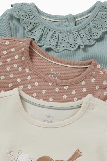 Babies - Multipack of 3 - baby long sleeve top - light beige