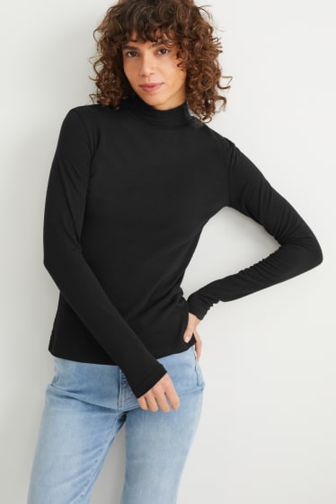 Women - Polo neck top - black