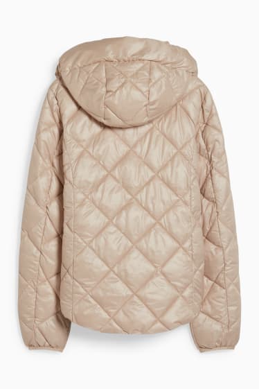 Damen - Steppjacke mit Kapuze - beige