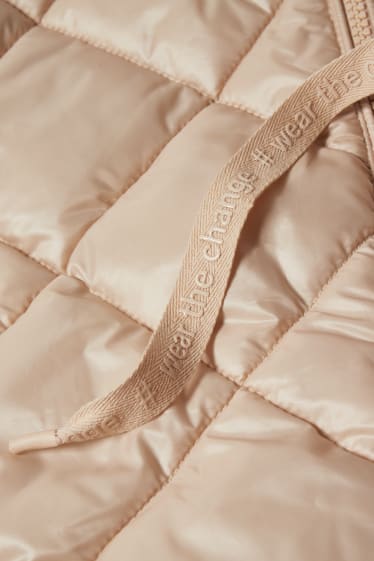 Damen - Steppjacke mit Kapuze - beige
