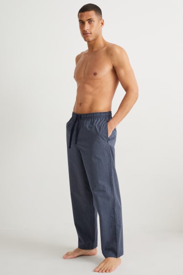 Hommes - Pantalon de pyjama - à rayures - bleu foncé