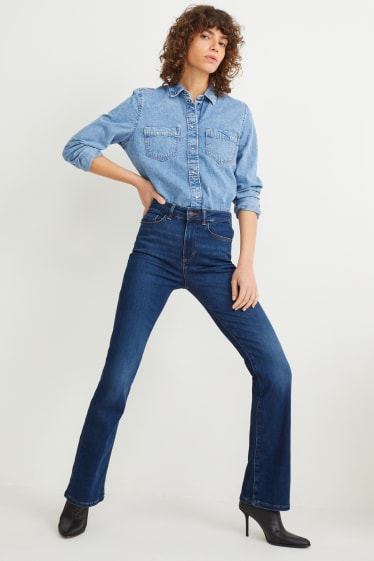 Damen - Bootcut Jeans - High Waist - LYCRA® - recycelt - jeansblau