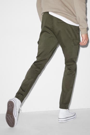 Bărbați - Pantaloni cargo - slim fit - LYCRA® - verde închis
