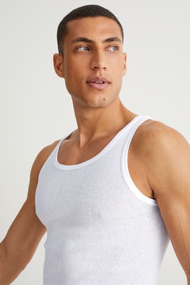 Hombre - Pack de 5 - camisetas interiores - canalé doble - sin costuras - blanco