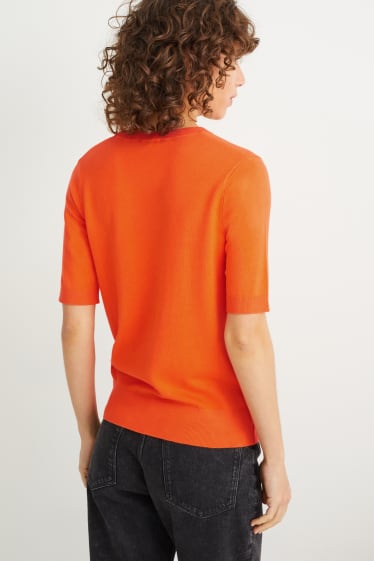 Women - Basic jumper - dark orange