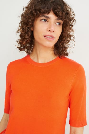 Femmes - Pull de maille basique - orange foncé