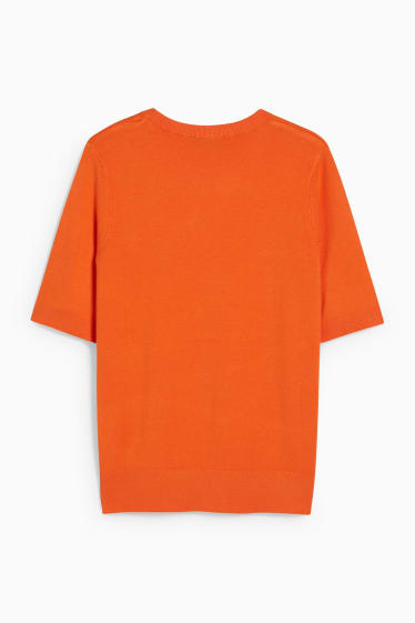 Women - Basic jumper - dark orange